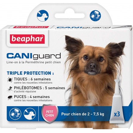 BEAPHAR CANIGUARD PETIT CHIEN 2-7,5KG (3 Pipettes) BEAPHAR CANIGUARD PETIT CHIEN 2-7,5KG (3 Pipettes)