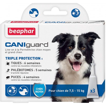 BEAPHAR CANIGUARD CHIEN MOYEN 7,5-15KG (3 Pipettes) BEAPHAR CANIGUARD CHIEN MOYEN 7,5-15KG (3 Pipettes)
