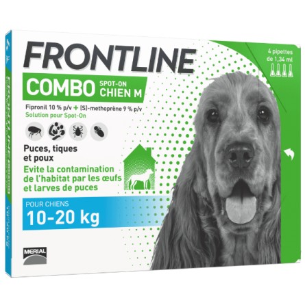 FRONTLINE COMBO CHIEN M 10-20KG (4 Pipettes) FRONTLINE COMBO CHIEN M 10-20KG (4 Pipettes)