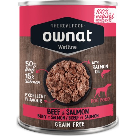 OWNAT WETLINE DOG BEEF&SALMON 350GR