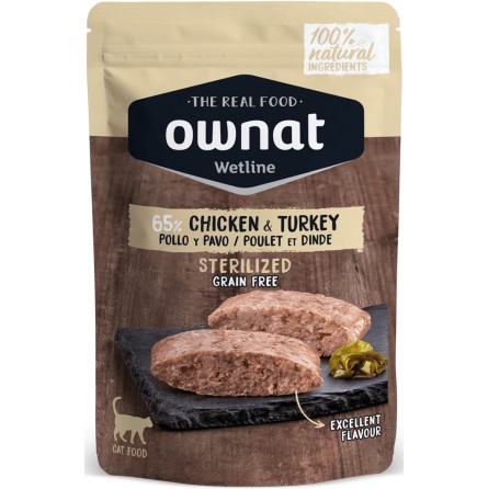OWNAT WETLINE STERILISED CHICKEN & TURKEY 85G OWNAT WETLINE STERILISED CHICKEN & TURKEY 85G