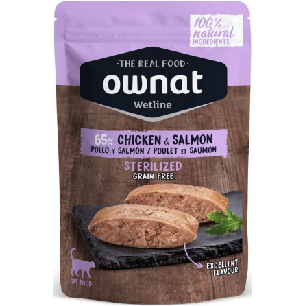 OWNAT WETLINE STERILISED CHICKEN & SALMON 85G OWNAT WETLINE STERILISED CHICKEN & SALMON 85G