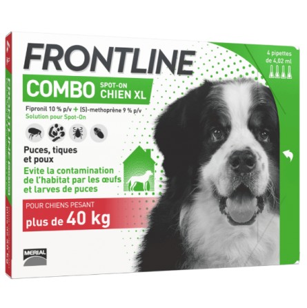 FRONTLINE COMBO CHIEN XL +40KG (4 Pipettes) FRONTLINE COMBO CHIEN XL +40KG (4 Pipettes)