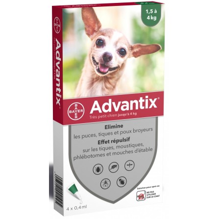 ADVANTIX 1,5KG à 4KG (4 Pipettes) ADVANTIX 1,5KG à 4KG (4 Pipettes)